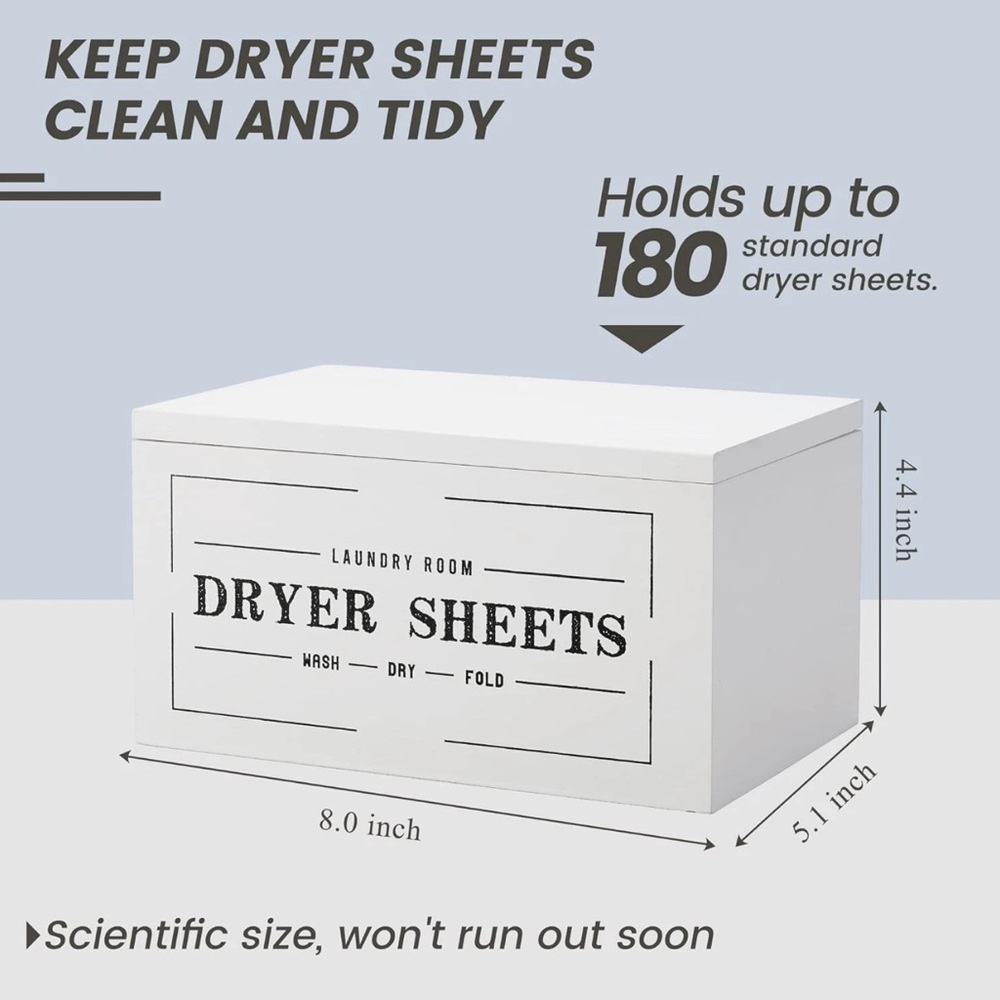 Farmhouse Dryer Sheet Holder - Rustic Dryer Sheet Dispenser Laundry NEW!